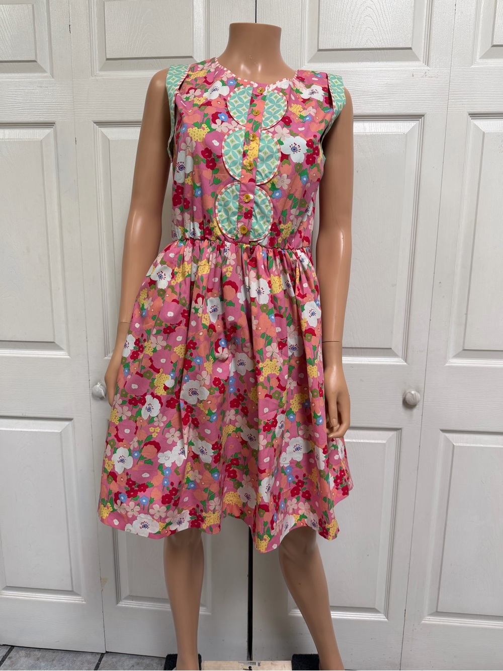 Matilda Jane Pink Floral Dress Fit and Flare Women’s Size M Sleeveless